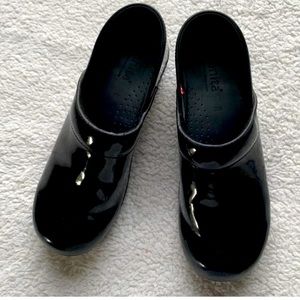 Sanita Milan Black Patent Leather Original Danish Clog- size 38